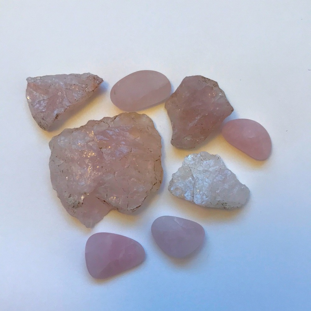 Rose quartz crystals